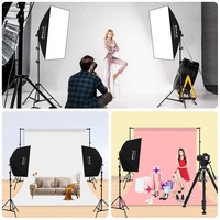 Kit d'éclairage Softbox PULUZ 2 pièces 50x70cm, équipement de photographie de studio photo, trépied 140CM, 8 ampoules E27 20W 5700K