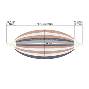 Amaca doppia a strisce portatile larga 150cm 5ft con barra di spargitore di legno per il giardino del Patio del cortile del campeggio - Product Image 2