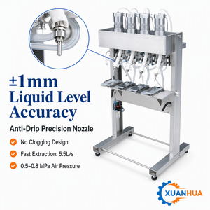 Macchina Riempitrice Pneumatica Semi-Automatica <span class=keywords><strong>per</strong></span> Profumi, Riempitrice a Pressione Negativa <span class=keywords><strong>per</strong></span> Liquidi Oleosi, Controllo Livello Vetro, 2/4/6 Ugelli - Product Image 2