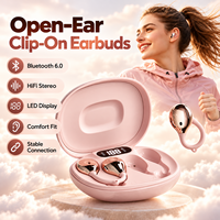 Nouveaux écouteurs intra-auriculaires à clipser style pendentif 2026, mini design à clipser, Bluetooth 6.0, autonomie de 38H, étui à affichage numérique