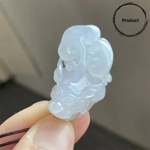 Натуральный бирманский ядеит, чистый белый, полнотелый и властный этнический кулон для мужчин и женщин, Подарочный 0006 - Product Image 2