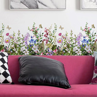 Autocollant Mural de Grande Taille, Motif Multiple de Plante et Fleur, Mosaïque Murale, Décoration Murale de Chambre à Coucher, 1m