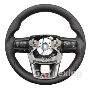 Real Leather Steering Wheel Fit For Hilux Fortuner LC79 Red Stitch GR Steering Wheel