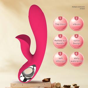 Vibrador silencioso con mango de control de vibración de 7 frecuencias de silicona para el punto G, tipo varita, para adultos. - Product Image 3