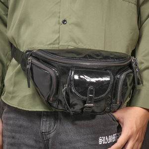 Riñonera de Cuero Negra al por Mayor para Hombre y Mujer, Bolsa de Cintura Multibolsillos a la Moda para Viajes, Deportes, Senderismo, Ciclismo - Product Image 1