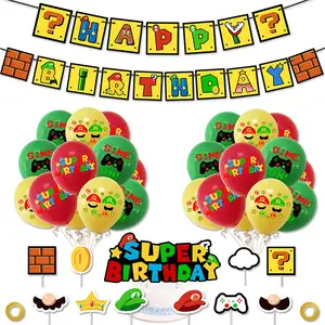 Super Mario Birthday Party Nguồn Cung Cấp Gói Bong Bóng Banner Bánh Toppers Cho Chúc Mừng Sinh Nhật Đảng Trang Trí Kit Trẻ Em