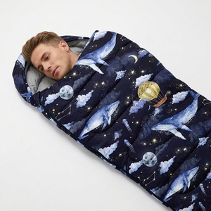 <strong>Whales</strong> Printed 3-Season Lightweight Waterproof Camping <strong>Sleeping</strong> <strong>Bag</strong> Polyester Filled Rectangular for Adults - Product Image 4