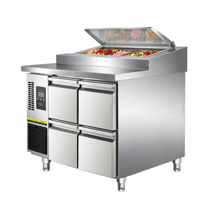 NobleSnow PS1200F-4T-304 Mesa Refrigerada para Preparación de <span class=keywords><strong>Pizza</strong></span> de 1.2m con Cuatro Cajones, Ahorro de Energía, Doble Zona de Temperatura - Product Image 4