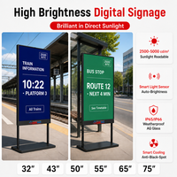Écran d'affichage numérique sur pied de 32 pouces, haute luminosité 2500 cd, écran LCD vertical pour publicité