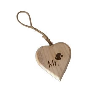 Cuore in legno paffuto in legno massello 3D carino ecologico con corda di iuta per la decorazione del segno appeso - Product Image 1