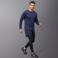 Conjunto Deportivo 2 en 1 para Hombre: Camiseta de Manga Larga de Secado Rápido, Pantalones Cortos de Malla, Leggings de Compresión, Reflectante, Personalizable para Equipos