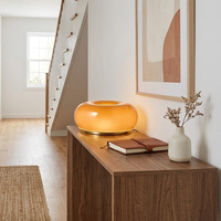 Lampe de chevet moderne de luxe en forme de donut, alimentée par courant alternatif, avec contrôle tactile, lumière ambiante en verre à intensité variable pour la décoration de chambre à coucher