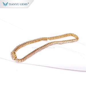 Tianyu personalizado 14K/18k oro amarillo 2mm redondo incoloro Moissanite tenis pulsera - Product Image 4