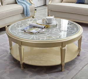 American Style Luxury Tempered Glass Coffee Table Movable Wooden TV <b>Cabinet</b> for <b>Small</b> Apartment Living Room Furniture Modern - Product Image 1