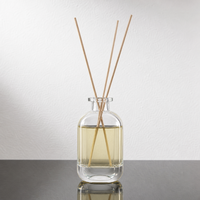 Vente en gros de flacons diffuseurs en verre à fond épais de 50 ml, 100 ml, 150 ml, flacon d'arôme plat transparent, impression personnalisée pour l'huile de diffuseur