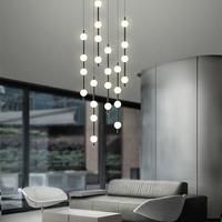 Suspension de lustre boule de verre moderne pour villa restaurant éclairage de longs escaliers suspendus lustre