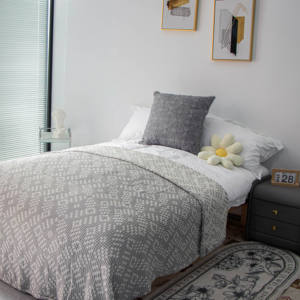 Couverture de lit de plage en jacquard teint en fil, ultra douce et résistante aux rides, chevron de diamant clair de <span class=keywords><strong>lune</strong></span>, personnalisée - Product Image 3