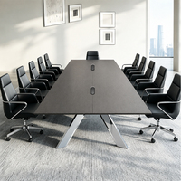 Table de conférence moderne de luxe haut de gamme en chêne massif, 12 places, pieds en acier inoxydable, plateau en mélamine, multifonctionnelle, hôtel