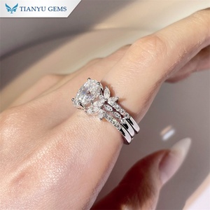Tianyu Gems Pear Cut 7x10 2ct Marquise Moissanite Diamonds Ring Set 18K 14K 10K Oro blanco Anillos de compromiso de boda para mujeres - Product Image 5