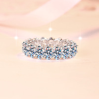 Bague d'éternité complète en argent sterling S925 avec certificat GRA, moissanite taille ovale couleur D VVS1, alliance de mariage empilable pour femme