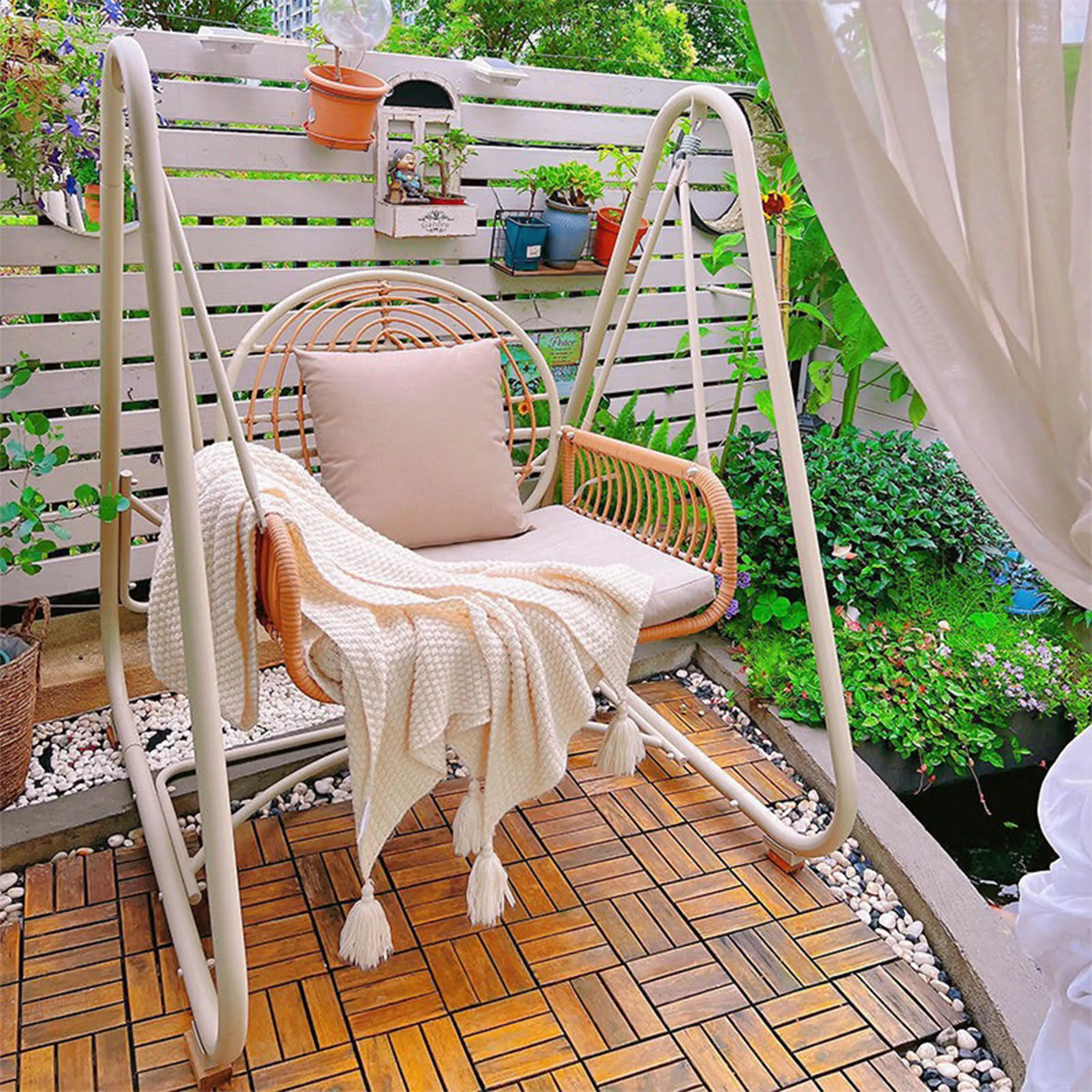 자연 고리 버들 야외 의자 스윙 파티오 교수형 의자 계란, 등나무 정원 계란 의자 스윙 짠 요람 발코니 안뜰/