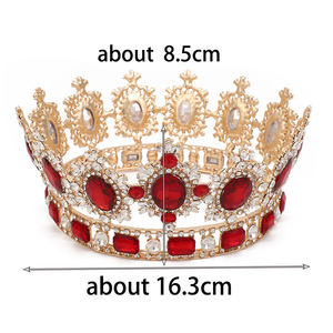 Eur-America Round Diamond Crown Headpieces Luxe Alliage Rétro Couronne Mariage Pageant Couronne Haute Qualité Exquis Princesse Diadème - Product Image 6