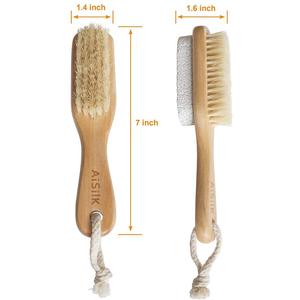 Budget-Friendly Foot Care Tool <b>Bristles</b> Dual-Sided Foot Scrubber Callus Remover Pumice <b>Brush</b> Wooden Foot <b>Brush</b> With Pumice Stone - Product Image 2