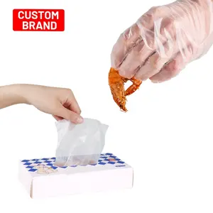 OEM ODM Kunststoffhandschuhe Essen Lebensmittel Einweg-Custom-Logo-Verpackungsdruck biologisch abbaubare Einweg-Handschuhe