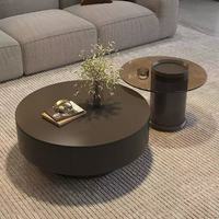 Table basse en ardoise de style italien, luxe léger, avec rangement mobile, cadre en bois écologique, sensation haut de gamme, design moderne et minimaliste