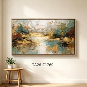 Arte Mural Abstracto de Árbol Enmarcado, Pintura en Lienzo de Gran Bosque Verde para Sala de Estar, Decoración Moderna de Naturaleza para el Hogar - Product Image 1