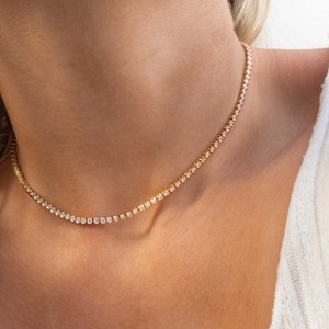 Cadena de tenis de circonitas de 2 mm de nuevo estilo euroamericano, plata de ley S925, collar de hip hop personalizado que combina con todo - Product Image 4