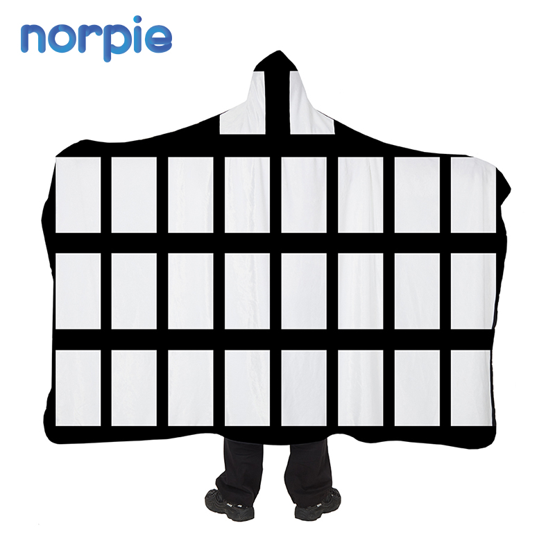 Пользовательская печать сублимационные заготовки фотопанели Толстовка одеяло зимнее мягкое Фланелевое флисовое переносное одеяло с капюшоном