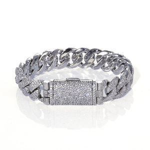 Bracelet pour homme à fermoir à bascule, chaîne cubaine en zircon de 14 mm, accessoires de mode Hip Hop, Tanjing Fashion Lijing Necklace - Product Image 5