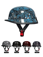 Casques de moto rétro en fibre de carbone et fibre de verre pour hommes et femmes avec visière et lunettes de protection - Design demi-coupe