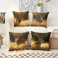 Coussin décoratif moderne en tissu tissé motif cerf de Noël, 100% polyester, housse amovible, design festif personnalisable avec bois de cerf, pour canapé de salon confortable