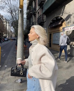 2024 surdimensionné Bomber veste <span class=keywords><strong>femme</strong></span> mode ample gris chaud Baseball veste printemps décontracté filles Vintage épais vêtements d'extérieur chauds - Product Image 2