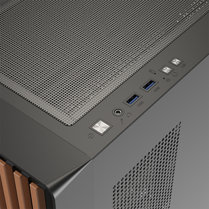 Lovingcool Diseño popular Estuche para juegos de vidrio templado ATX Torre completa Gabinete para juegos <span class=keywords><strong>PC</strong></span> Estuche para computadora con panel frontal de madera - Product Image 4