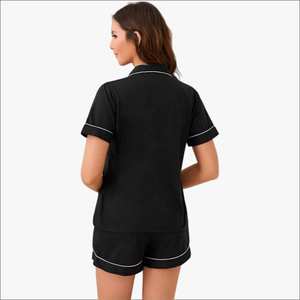 <b>Women's</b> <b>Summer</b> Knitted Bamboo Fiber Customizable Color & Pattern <b>Pajamas</b> Set-Soft Breathable Sleepwear - Product Image 4