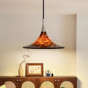 Lámpara colgante artística vintage LED E27 de un solo cabezal, redonda, negra, para iluminación de sala de estar y estudio. - Product Image 5