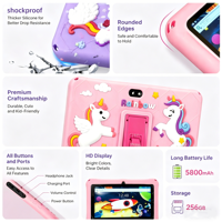 Nouvelle tablette pour enfants HYRS 7 pouces Android 13 12 Go + 256 Go Qualcomm 8916 Octa-core WiFi Éducation Divertissement Housse en silicone antichoc