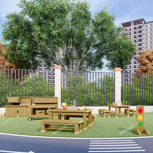 ชุดสนามเด็กเล่นไม้กลางแจ้งพร้อมครัวโคลน บ่อทราย โต๊ะและเก้าอี้ เหมาะสำหรับสวนและห้องเด็กเล่น - Product Image 1