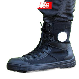 Botas de Seguridad Unisex de Caña Alta, Transpirables, con Parches de Cuero y Malla, Color Negro, con Amortiguación, para Entrenamiento de Combate - Product Image 2