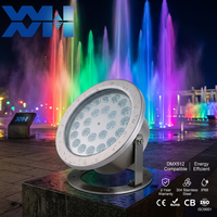 Lumière de fontaine submersible LED RGBW étanche IP68 18W 24W 36W DMX en acier inoxydable pour piscine, étang et éclairage paysager