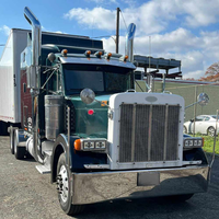 Système d'échappement poli en acier inoxydable de 8 po (réduit à 5 po) avec embout en corne de taureau et coude à 60 degrés, chromé, pour Peterbilt