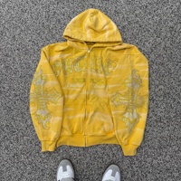 Yingling Maßgefertigter Reißverschluss-Hoodie mit Grafik-Logo, Vintage-Waschung, Crop-Design, Streetwear, Schwerer Baumwoll-Unisex-Hoodie