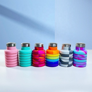 Botella de Agua Plegable de Silicona de 500 ml, Botella de Agua Portátil, Botellas de Agua Plegables con Tapa Giratoria a Prueba de Fugas, Silicona Reutilizable - Product Image 5