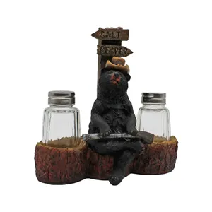 Unieke Funny Animal Beer Met Gun Keukengerei Resin Zout En Peper Shaker Houders