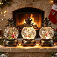 TSINYE Weihnachts-Schneekugel-Laterne mit Glitzernder Schneemann-Szene für Weihnachtsdekoration und Geschenke