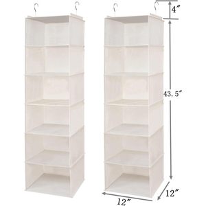 6 Shelf Hanging Closet Organizer 33x15x85cm Fabric Storage With Side Pockets For Clothes <b>Shoes</b> Behind Door - Product Image 3