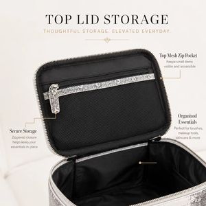 Luxury Genuine Leather Lizard Pattern Cosmetic Bag Women Travel <b>Makeup</b> Organizer Vanity <b>Case</b> with Handle Custom Logo - Product Image 4